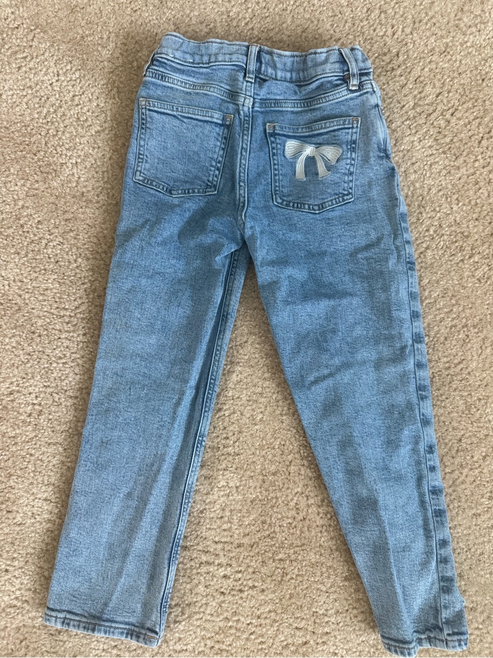 J Crew Girls Straight Leg Jeans with Bow Embroidery - Picture 3 of 4